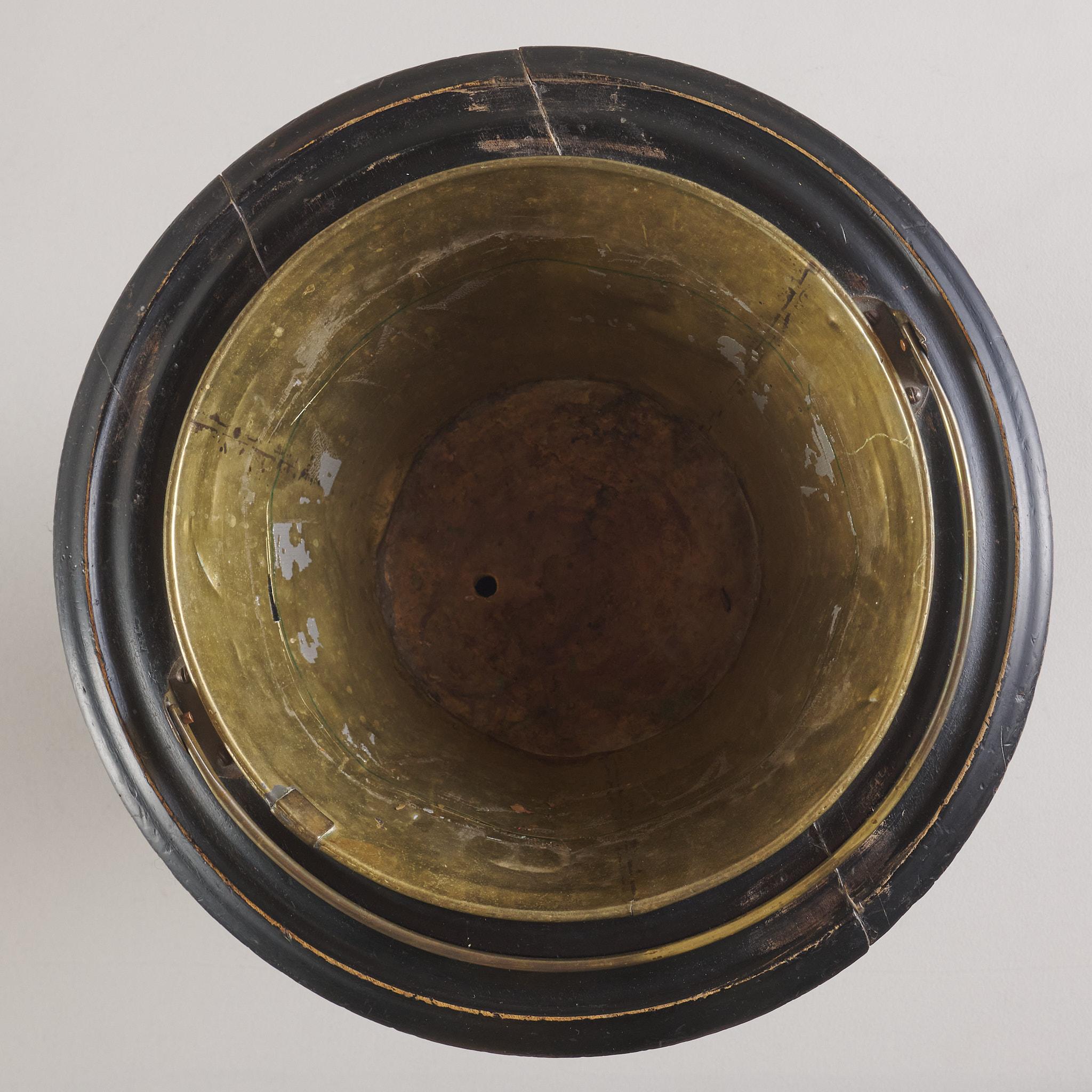 19th Century Dutch Parcel, Ebonized Bucket with Brass Liner, 19Th C For Sale