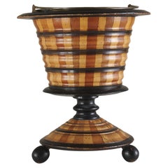 Dutch Parcel, Ebonized Bucket with Brass Liner, 19Th C