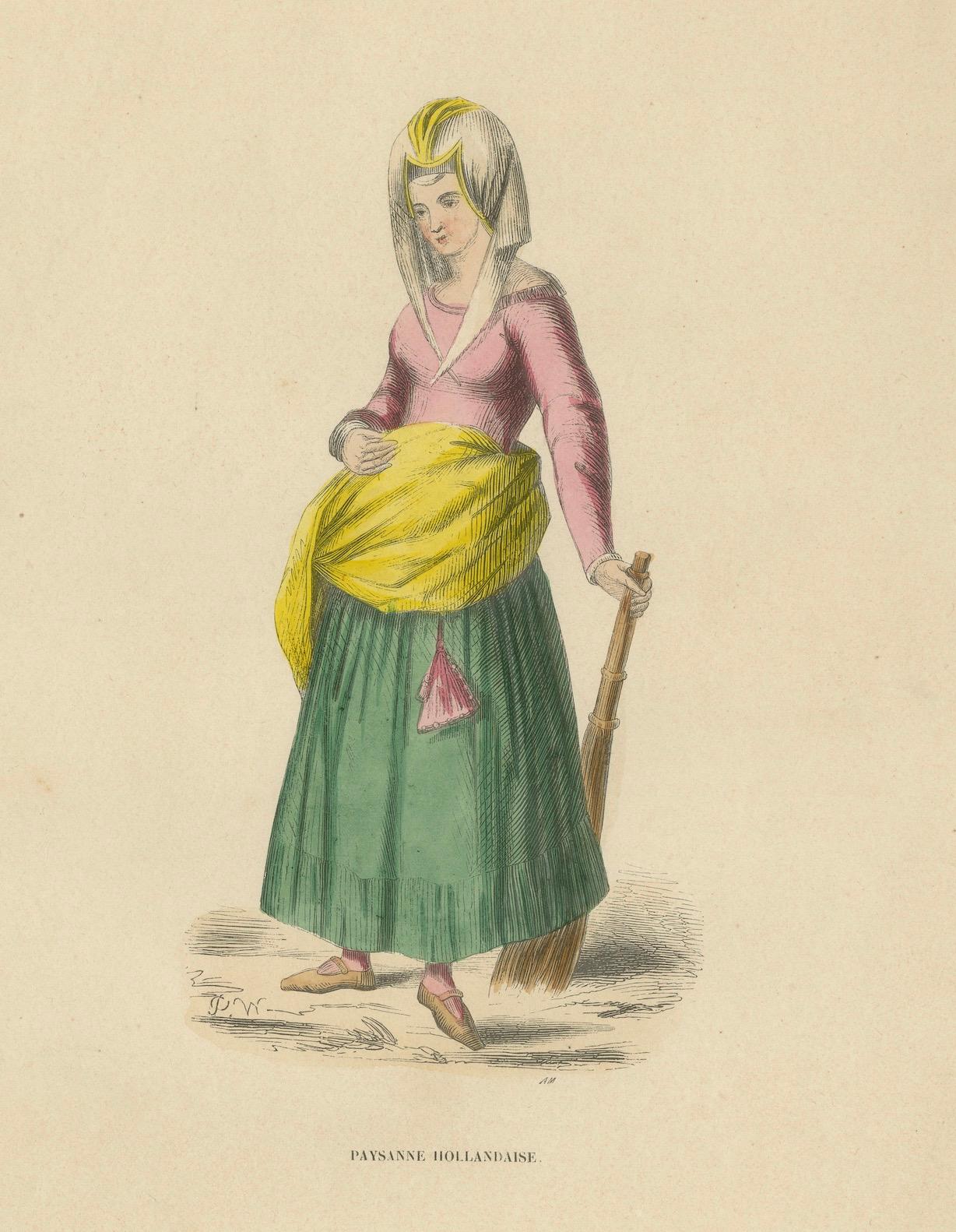 Paper Dutch Peasant Woman of the Middle Ages: A Portrait of Rural Life, 1847 For Sale