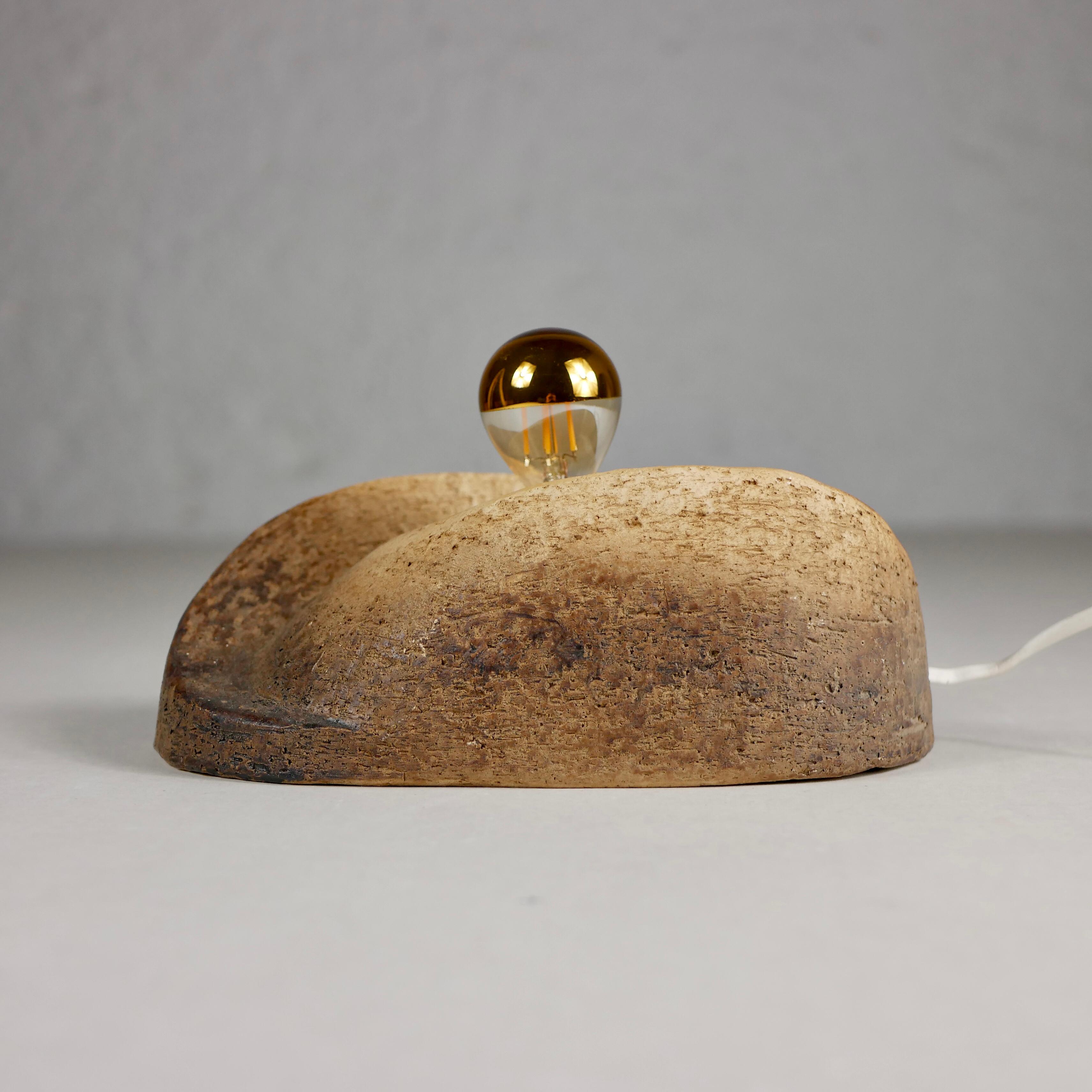 Dutch Pebble Shape Table or Wall Lamp in Ceramic, 1970s For Sale 6