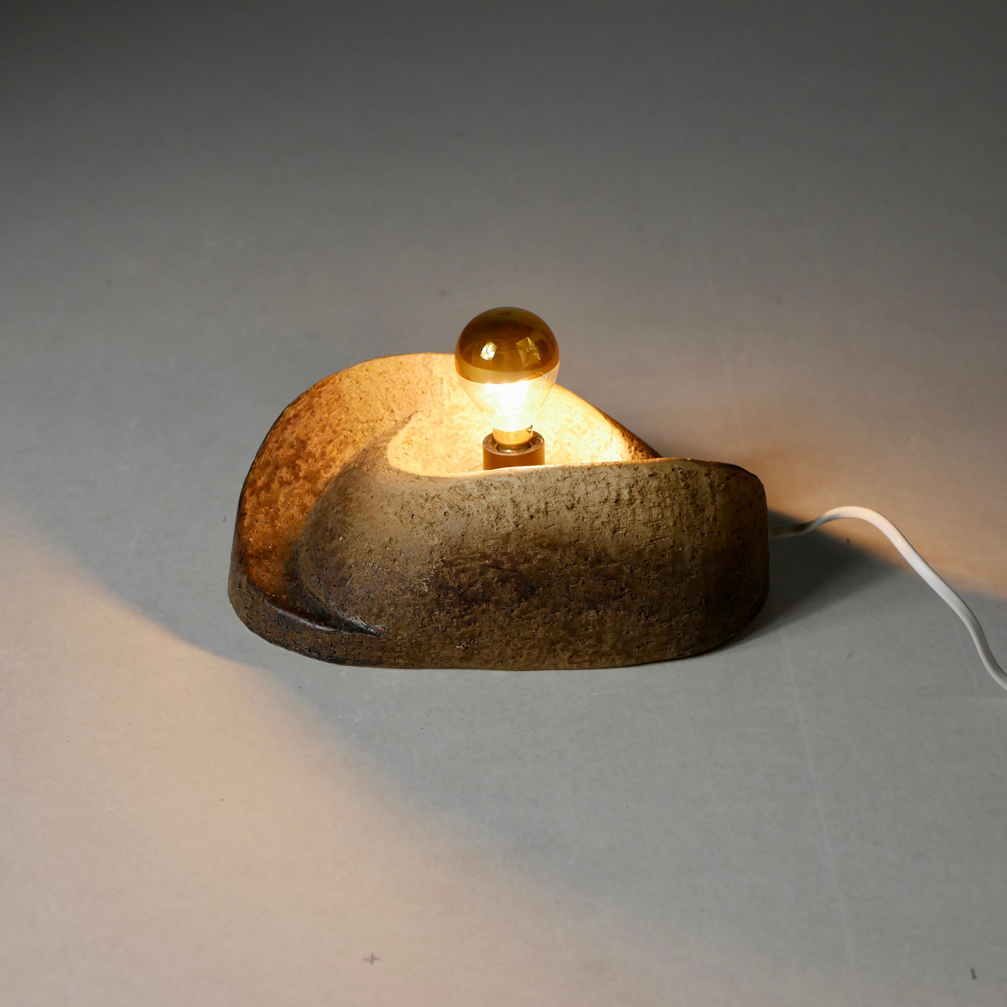 Dutch Pebble Shape Table or Wall Lamp in Ceramic, 1970s 9