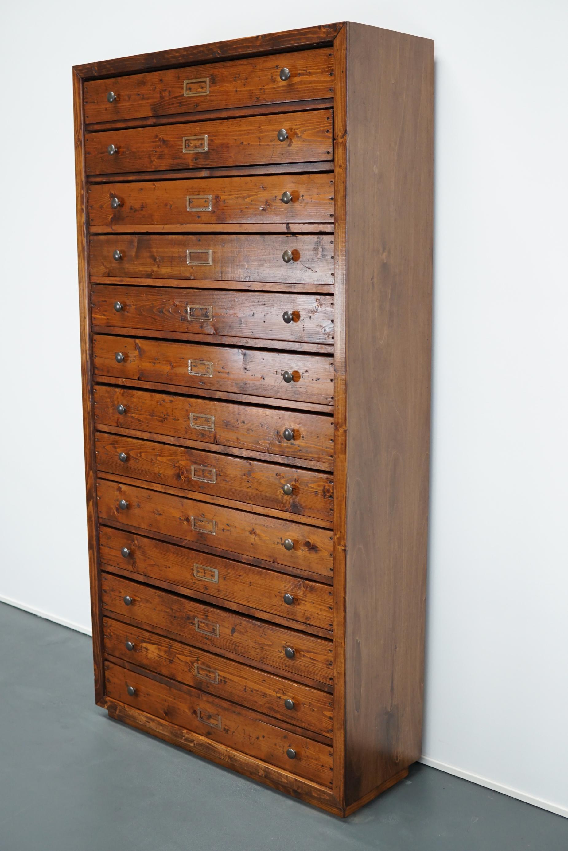 Mid-20th Century Dutch Pine Apothecary Cabinet, 1940s