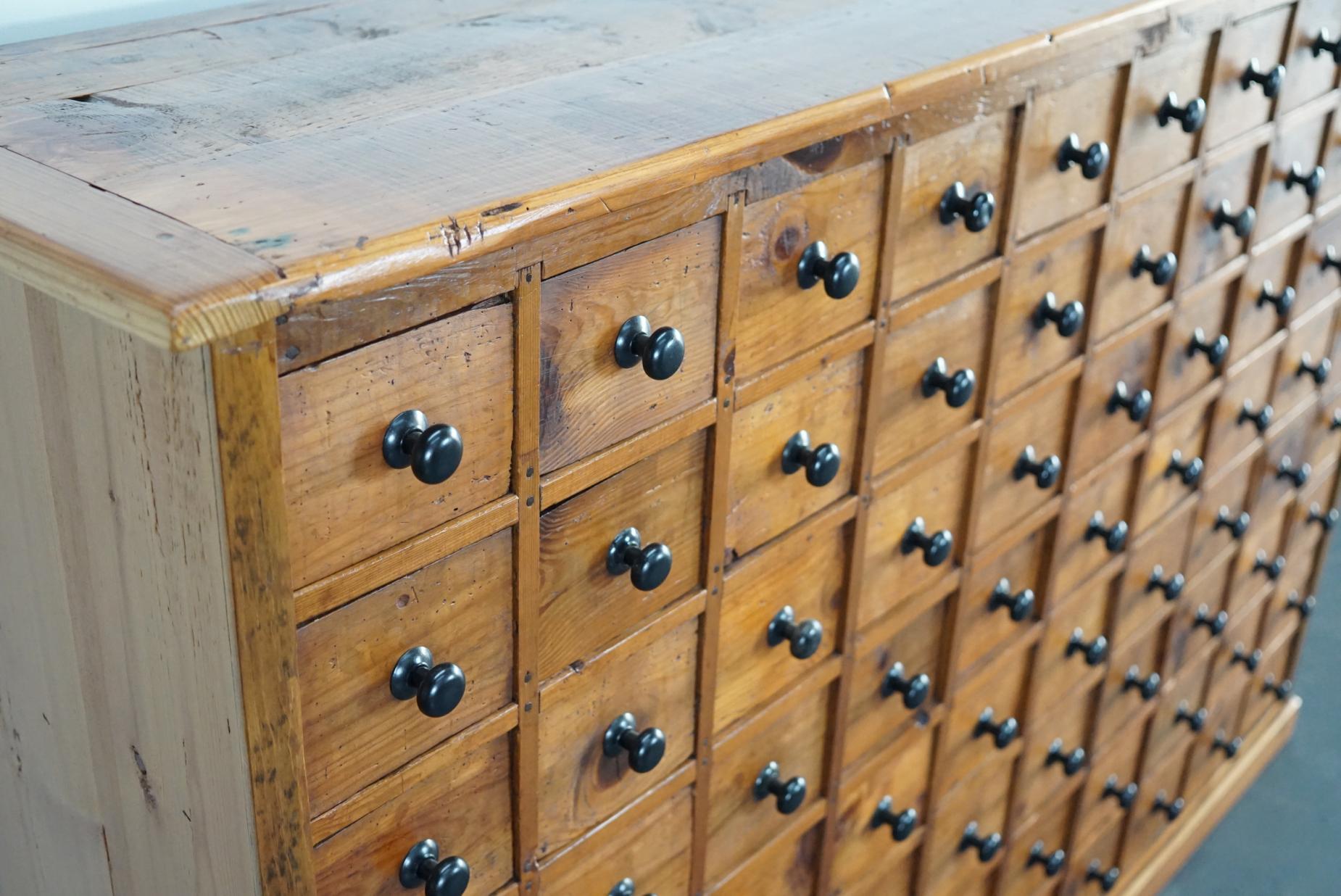 Dutch Pine Apothecary Cabinet or Bank of Drawers, 1940s 1