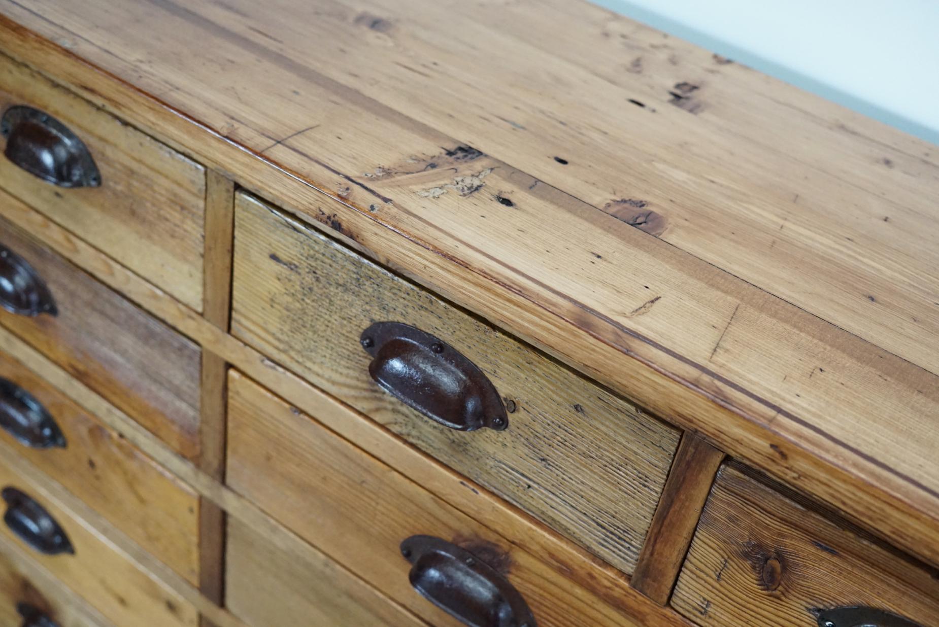 Dutch Pine Apothecary Cabinet or Bank of Drawers, 1940s 3