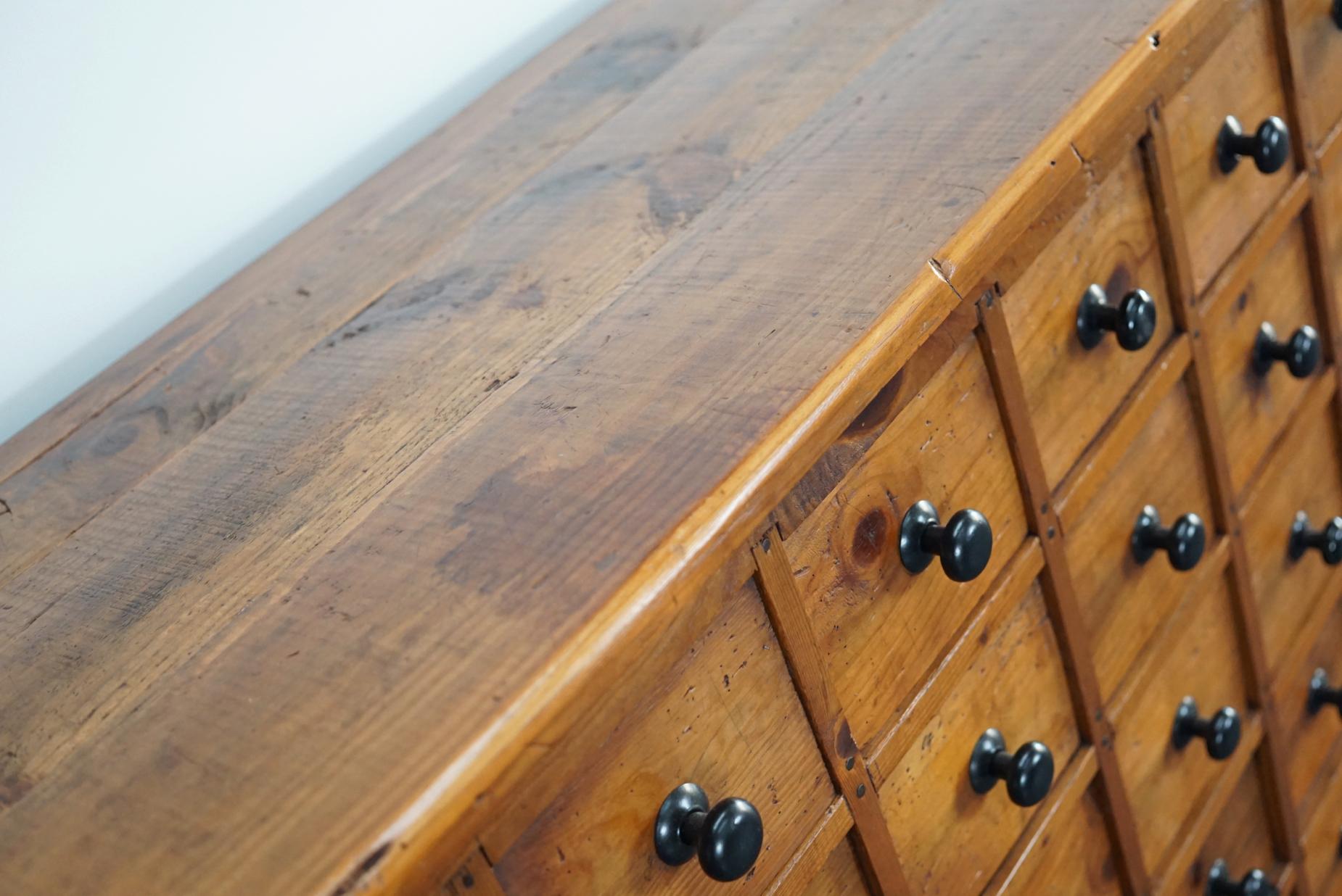 Dutch Pine Apothecary Cabinet or Bank of Drawers, 1940s 3
