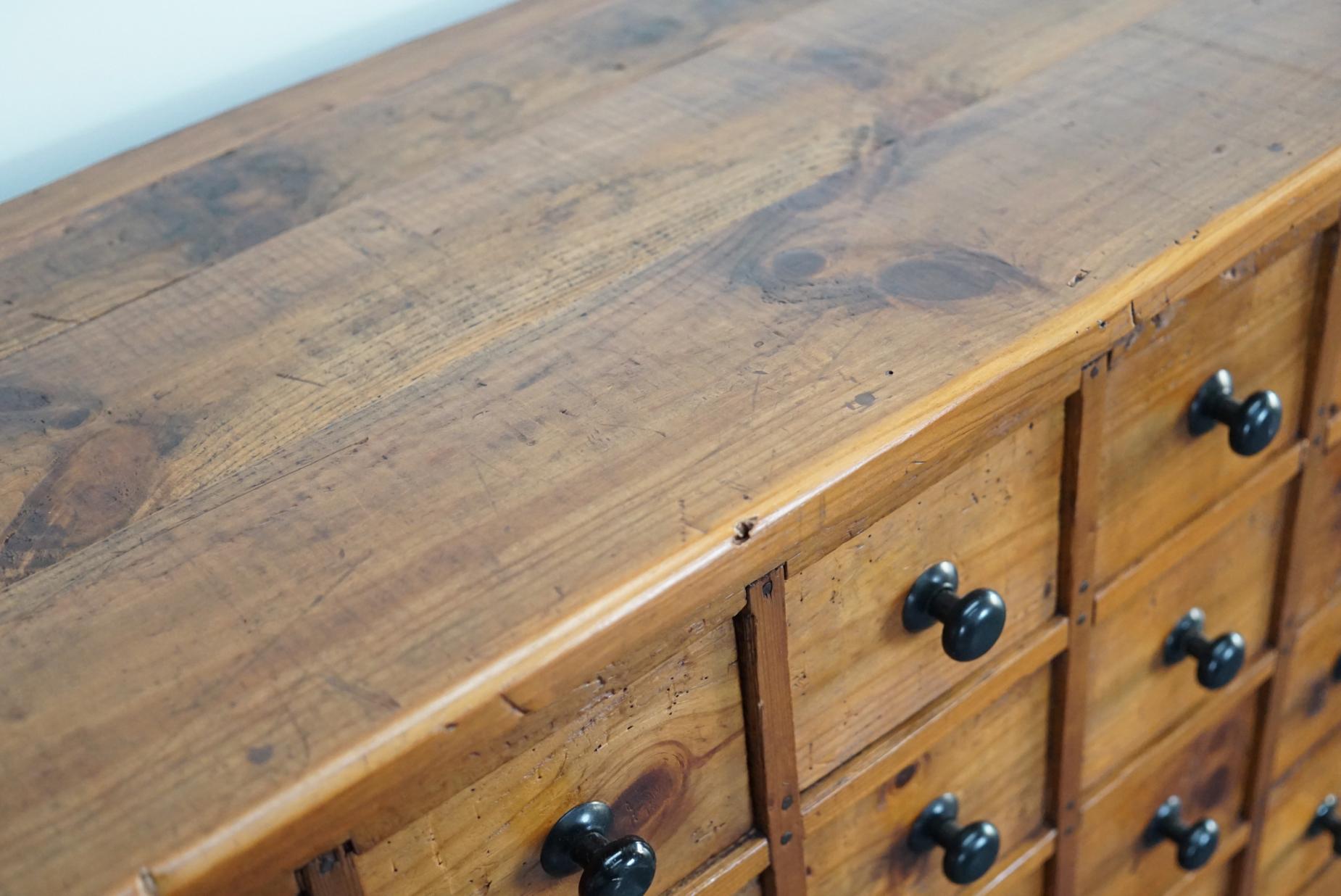 Dutch Pine Apothecary Cabinet or Bank of Drawers, 1940s 4