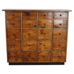 Vintage Dutch Pine Apothecary Cabinet or Bank of Drawers, 1940s