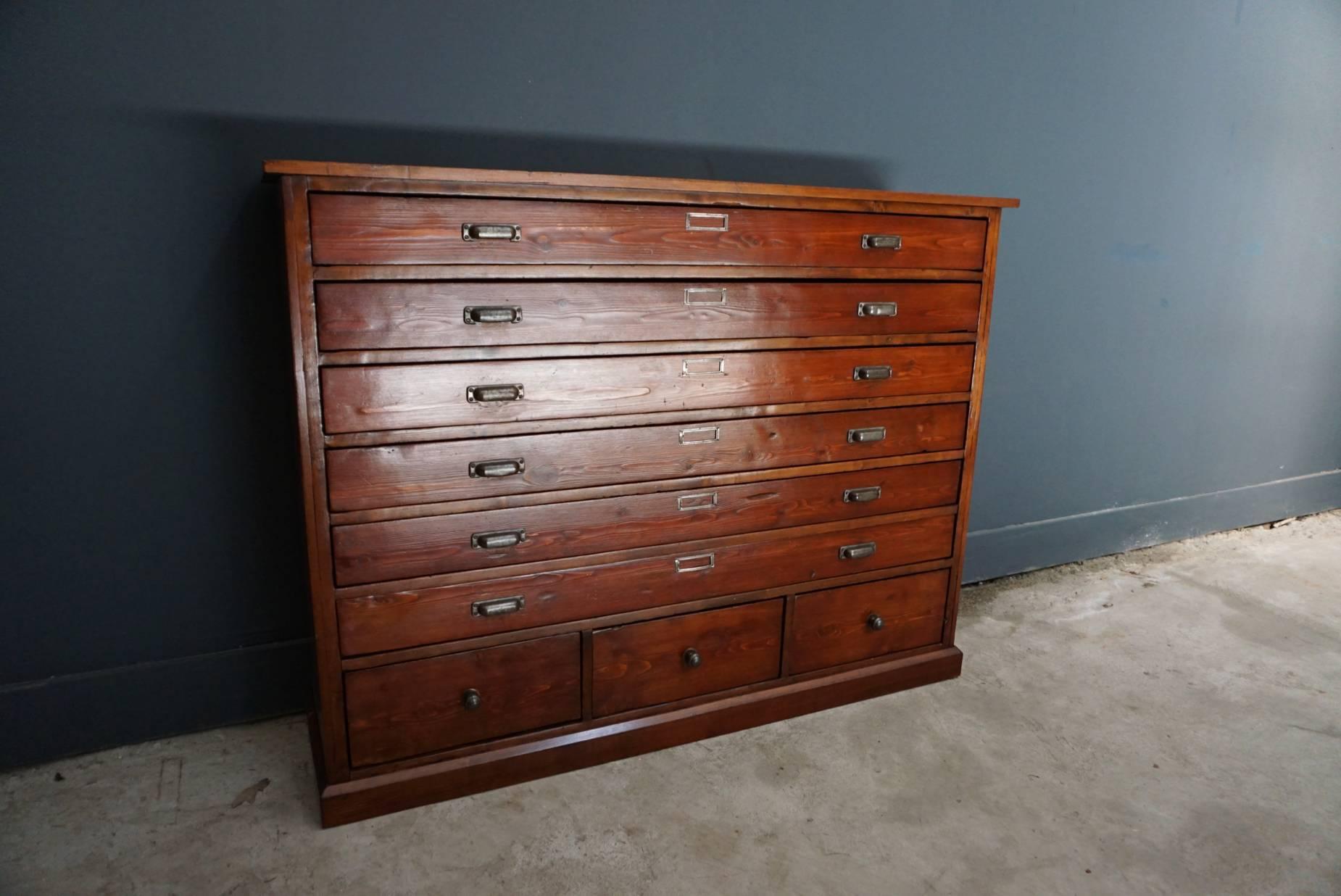 Industrial Dutch Pine Apothecary Cabinet, 1950s