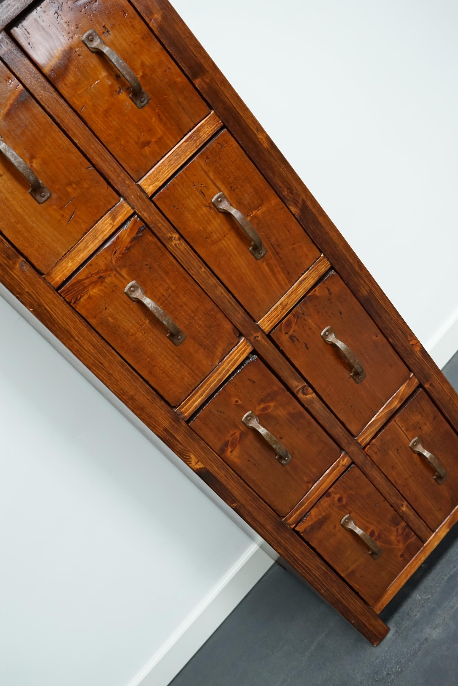Dutch Pine Industrial Apothecary or Workshop Cabinet, 1930s 11