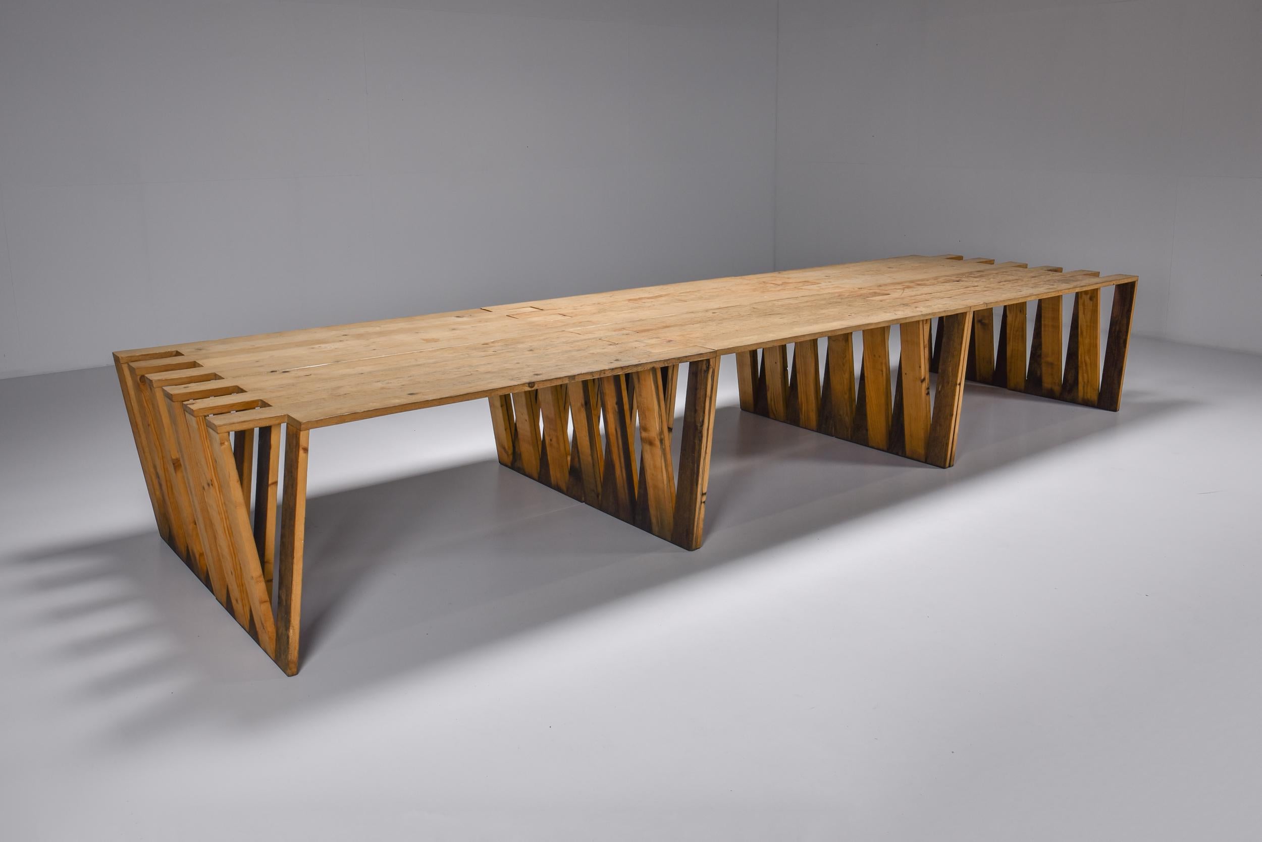 Dutch Pine Modular Puzzle Dining Tables, mid century modern  In Excellent Condition In Antwerp, BE