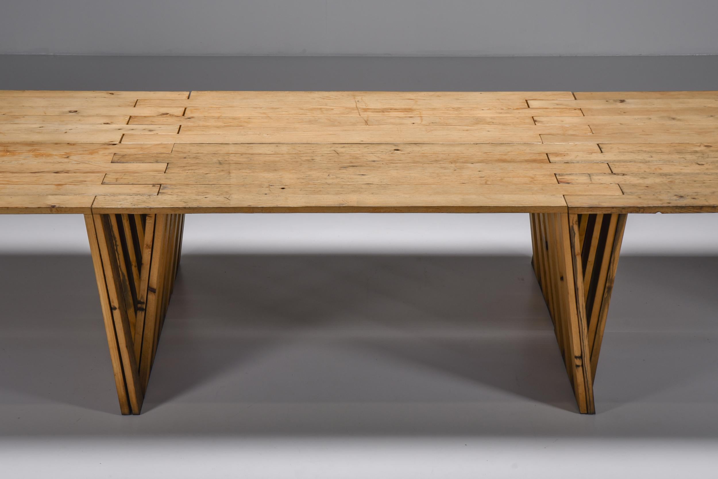 Dutch Pine Modular Puzzle Dining Tables, mid century modern  1