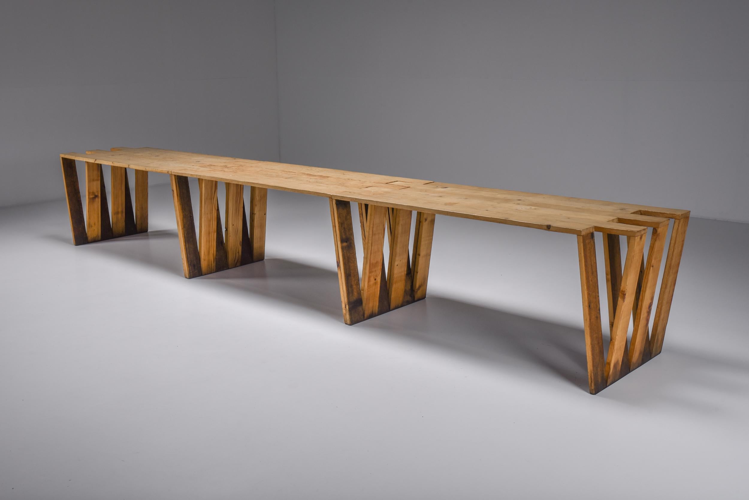 Dutch Pine Modular Puzzle Dining Tables, mid century modern  2