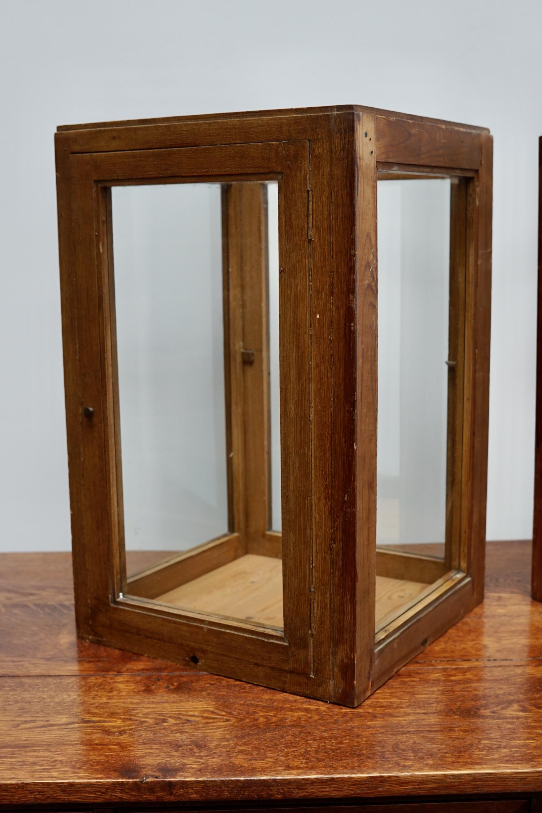 Dutch Pine Pair of Faux Oak Paint Vitrines, Early 20th Century For Sale 10
