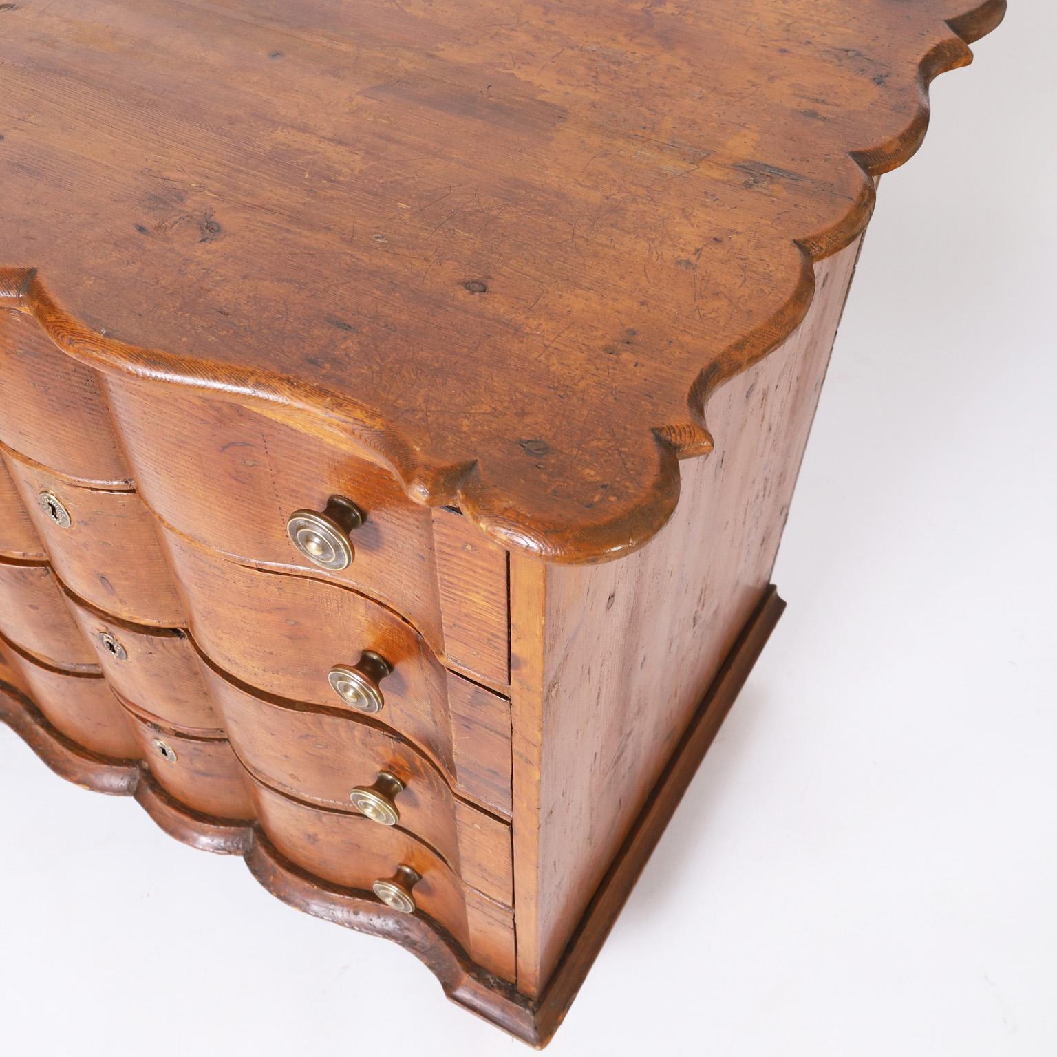 18th Century and Earlier Dutch Pine Serpentine Commode or Chest of Drawers For Sale