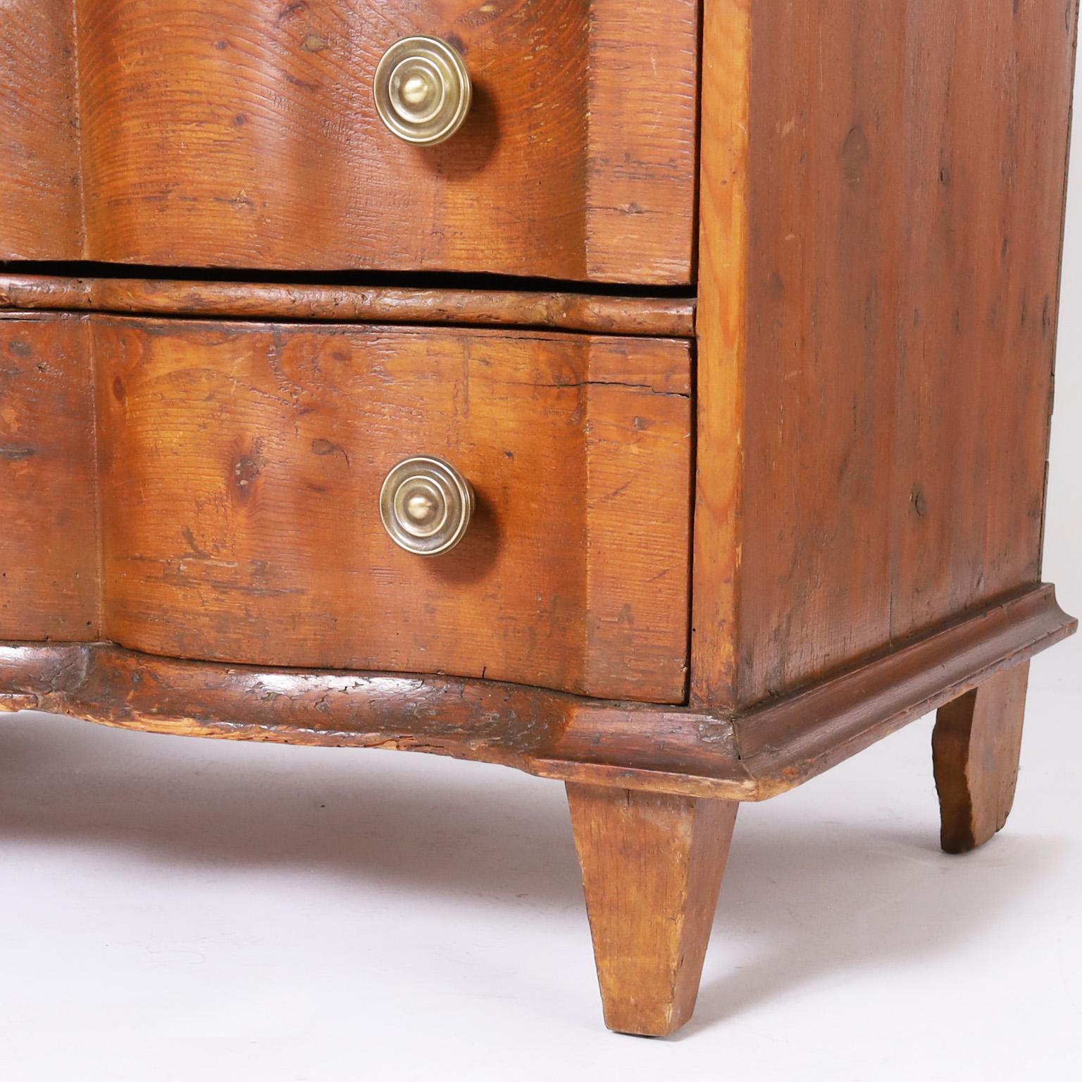 Dutch Pine Serpentine Commode or Chest of Drawers For Sale 3
