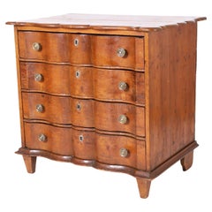 Dutch Pine Serpentine Commode or Chest of Drawers