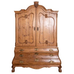 Vintage Dutch Pinewood Bombe Cabinet