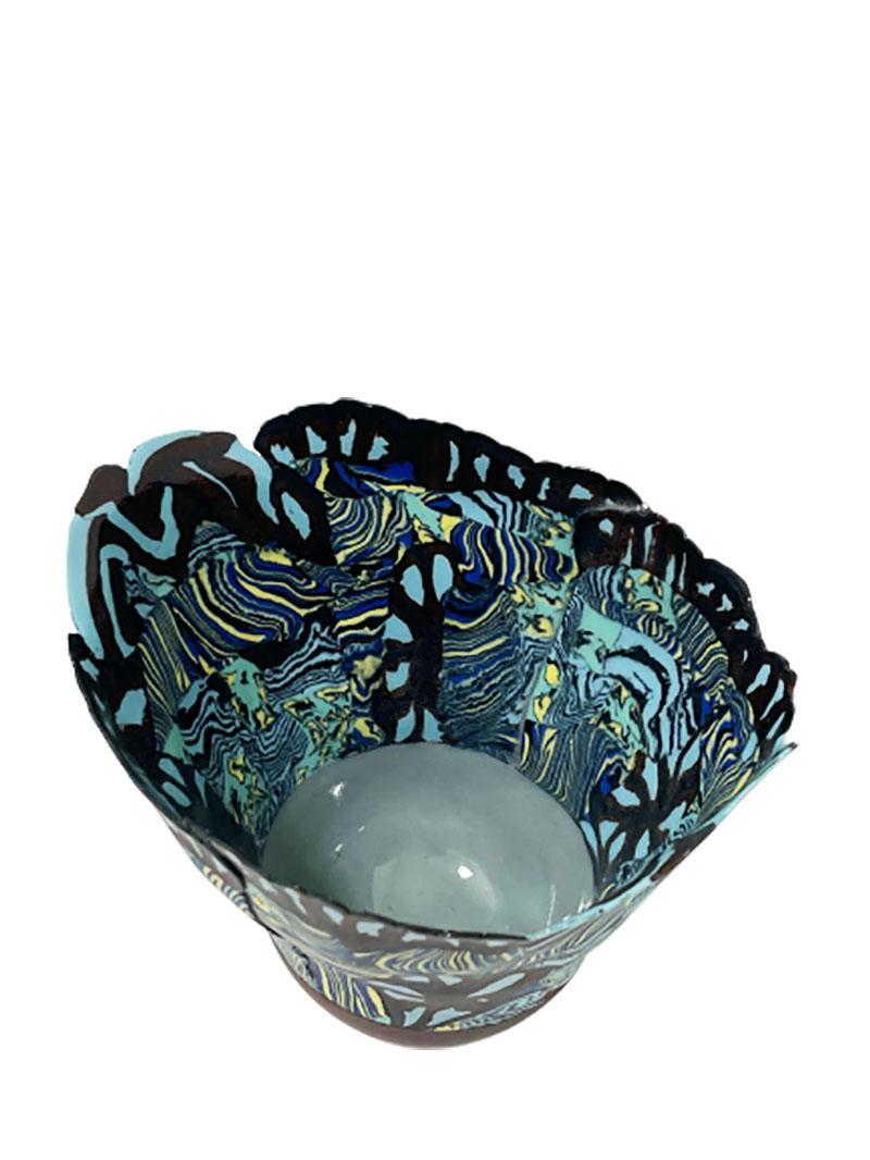Contemporary Dutch porcelain colored vase by Judith de Vries, Amsterdam For Sale