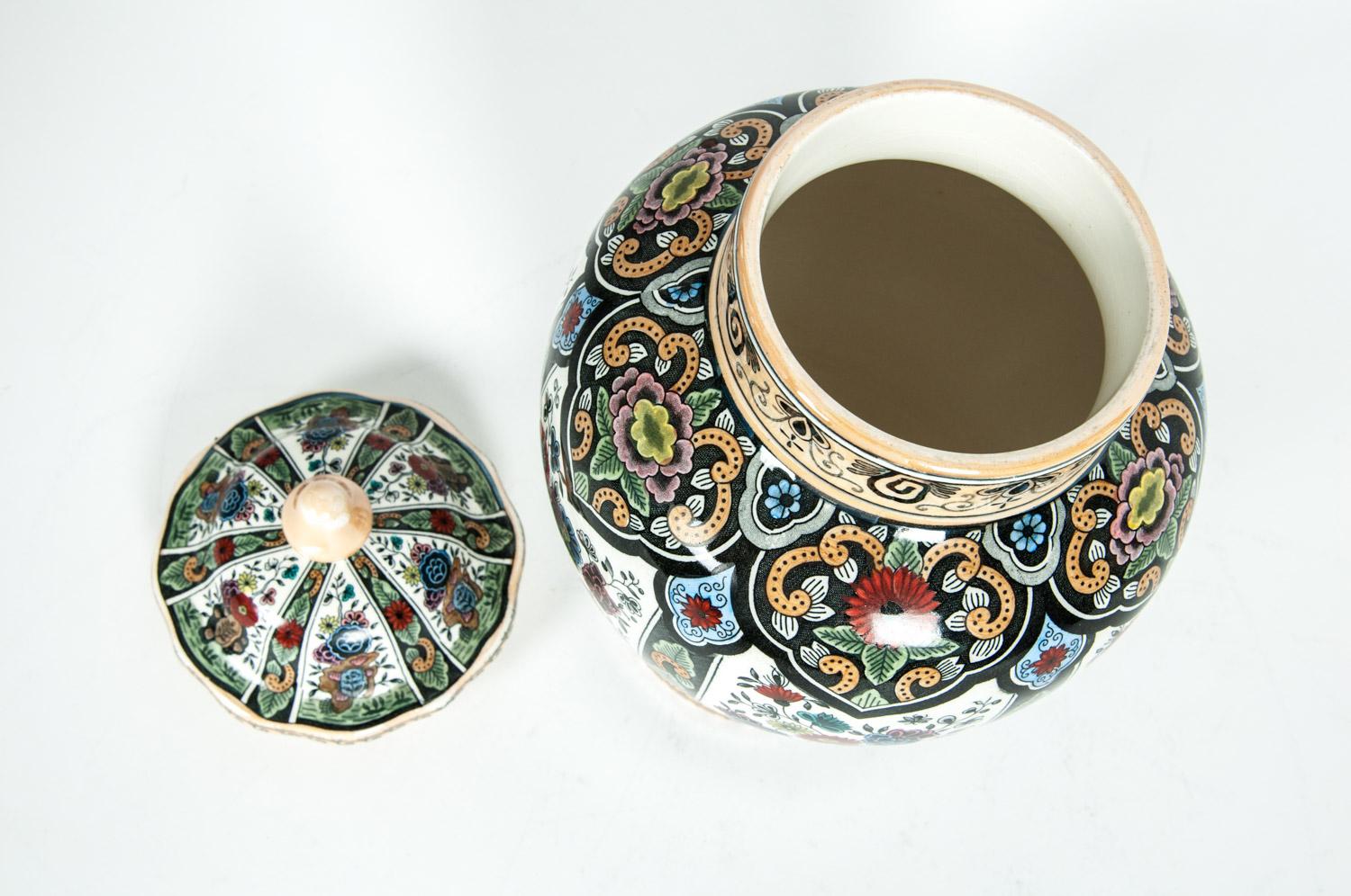 European Dutch Porcelain Vintage Covered Urn