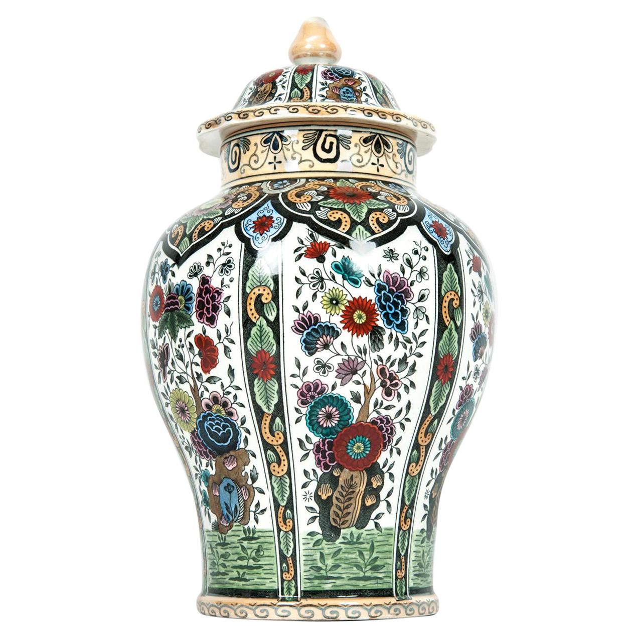 Dutch Porcelain Vintage Covered Urn