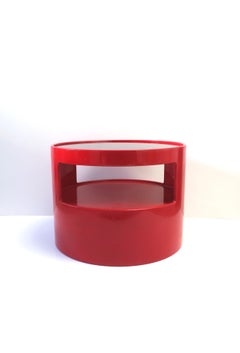 Tavolino rosso postmoderno olandese con ripiano di Erik van Buijtenen per Nebu