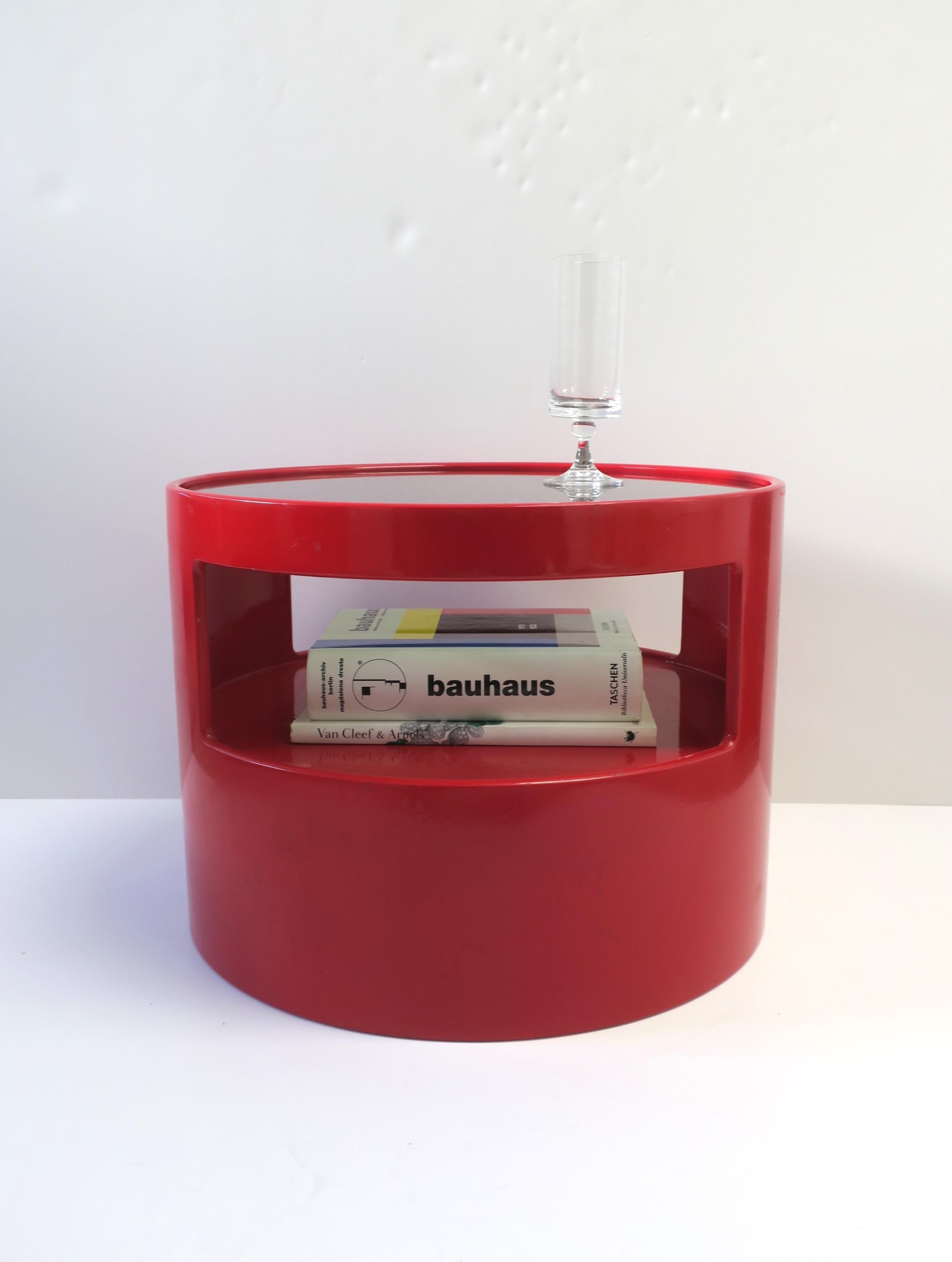 Lacquered Dutch Postmodern Red Side Drinks Table w/Shelf by Erik van Buijtenen for Nebu For Sale