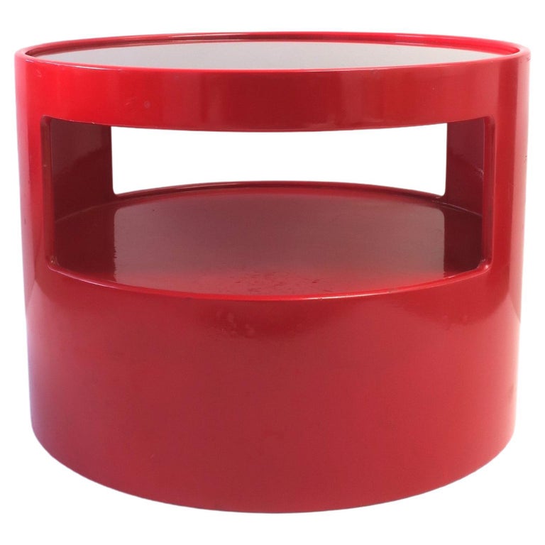 Dutch Postmodern Red Side Drinks Table w/Shelf by Erik van Buijtenen