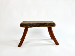Dutch Primitive Bark Raw Live Edge Stool / Side Table