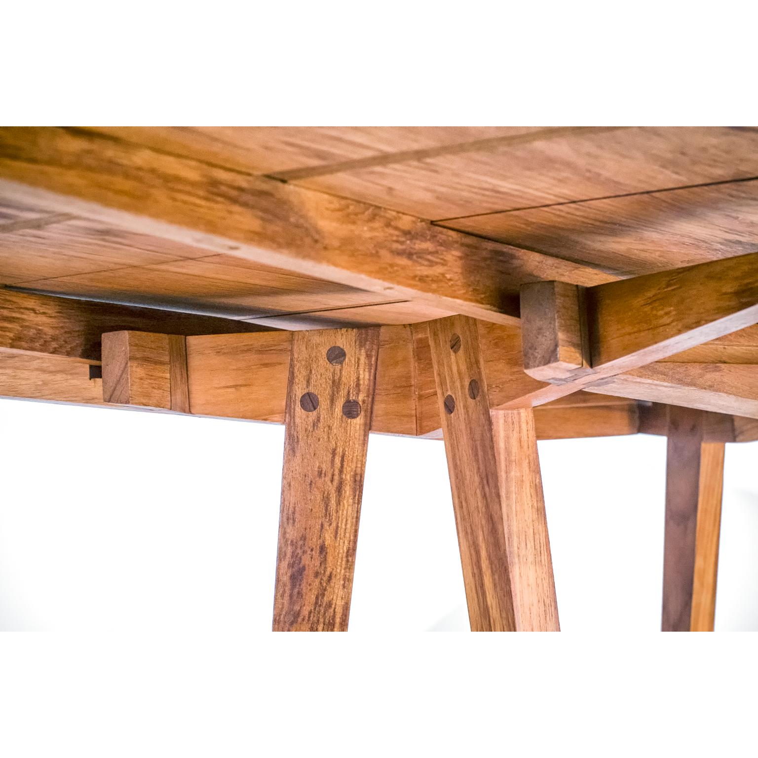 Oak Dutch Pull Out Table in Hardwood with Japanese Joinery and Danish Aesthetics For Sale