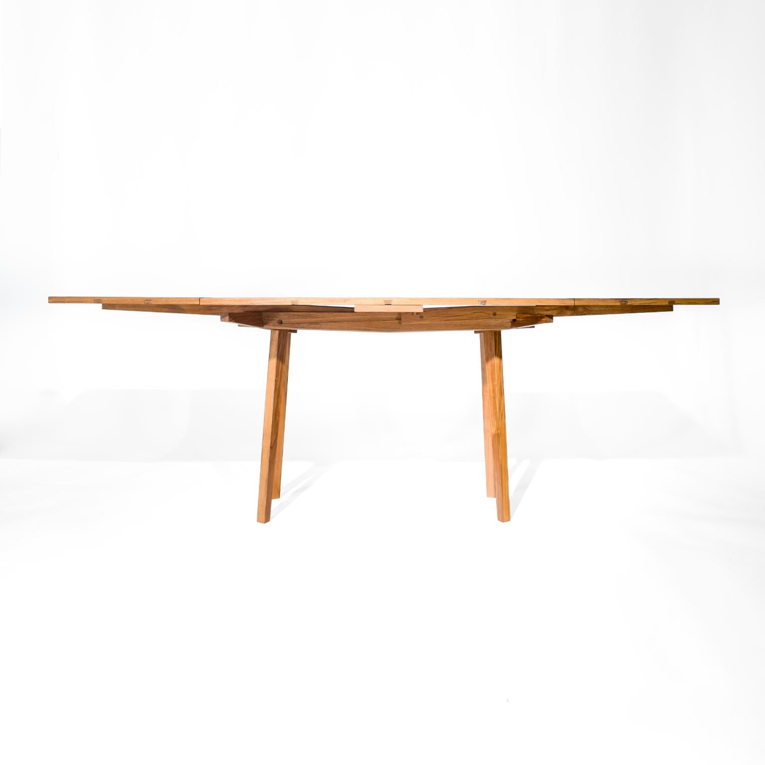 Mid-Century Modern Dutch Pull Out Table in Hardwood with Japanese Joinery and Danish Aesthetics For Sale