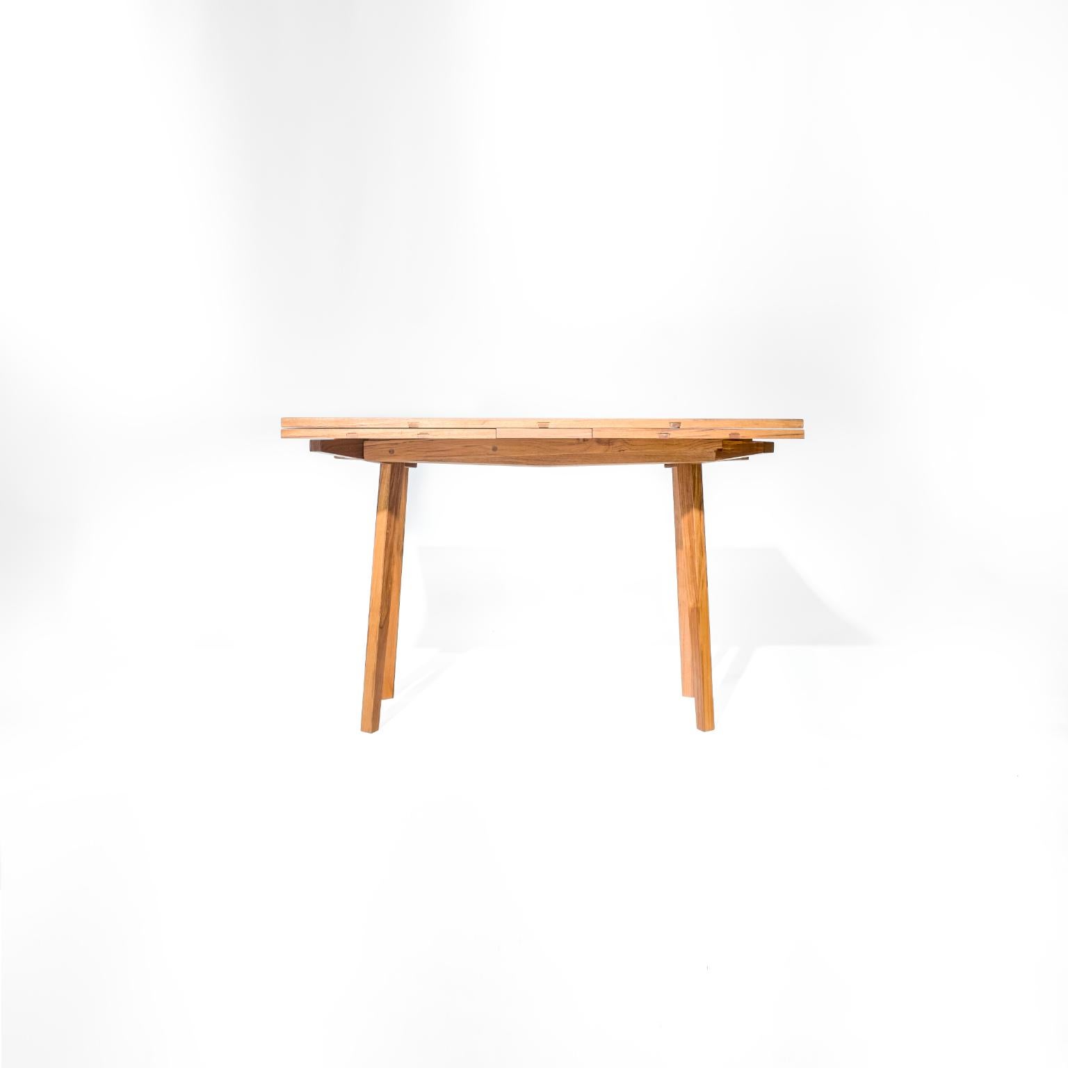 Dutch Pull Out Table in Hardwood with Japanese Joinery and Danish Aesthetics In New Condition For Sale In Brooklyn, NY