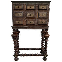 Dutch Baroque Chest Of Drawers On Stand With Brass Hardware