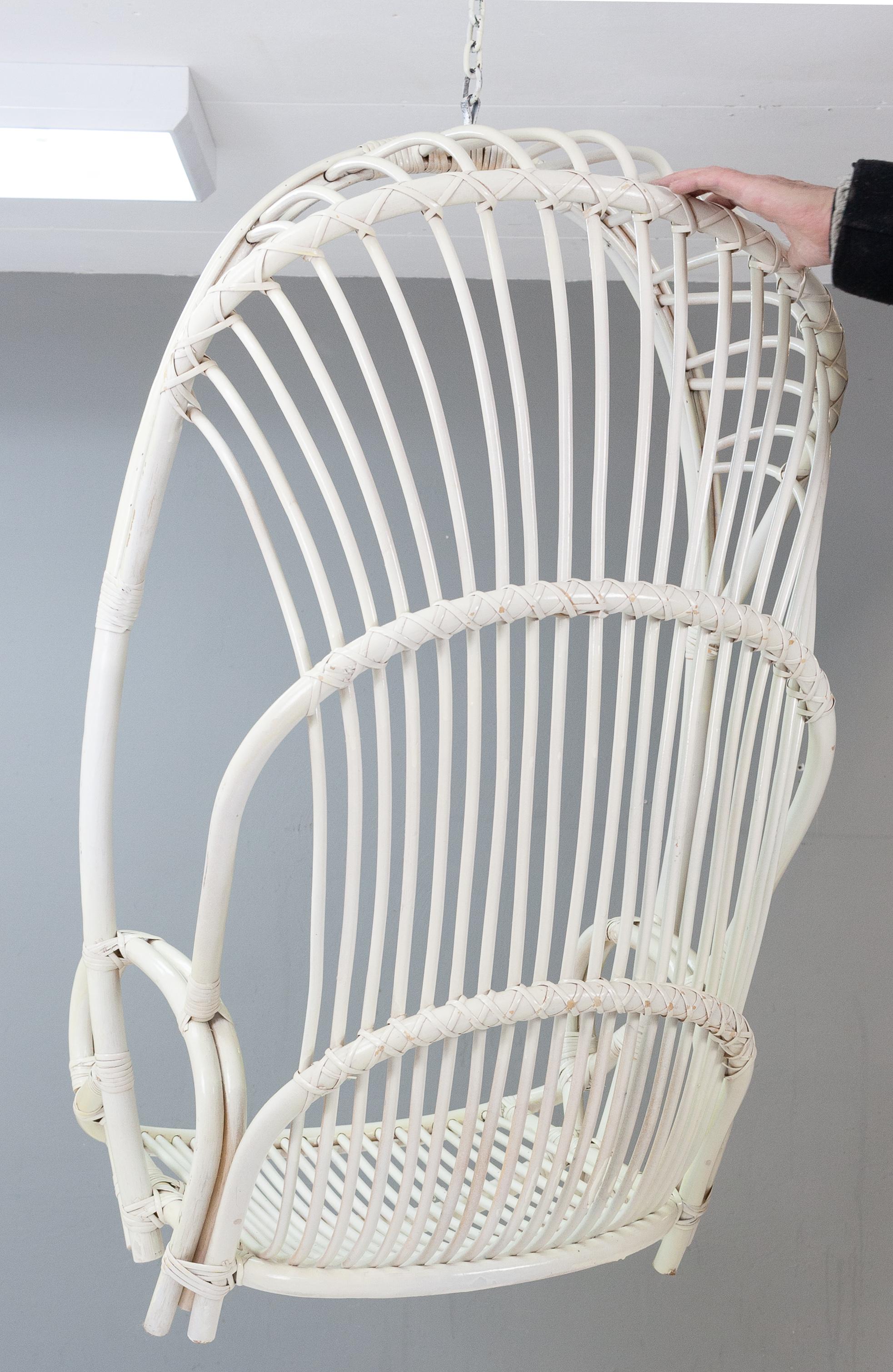 Mid-Century Modern Dutch Rattan Hanging Chair, 1960s