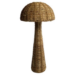 Dutch rattan woven banana leaf mushroom floor lamp, 1960s