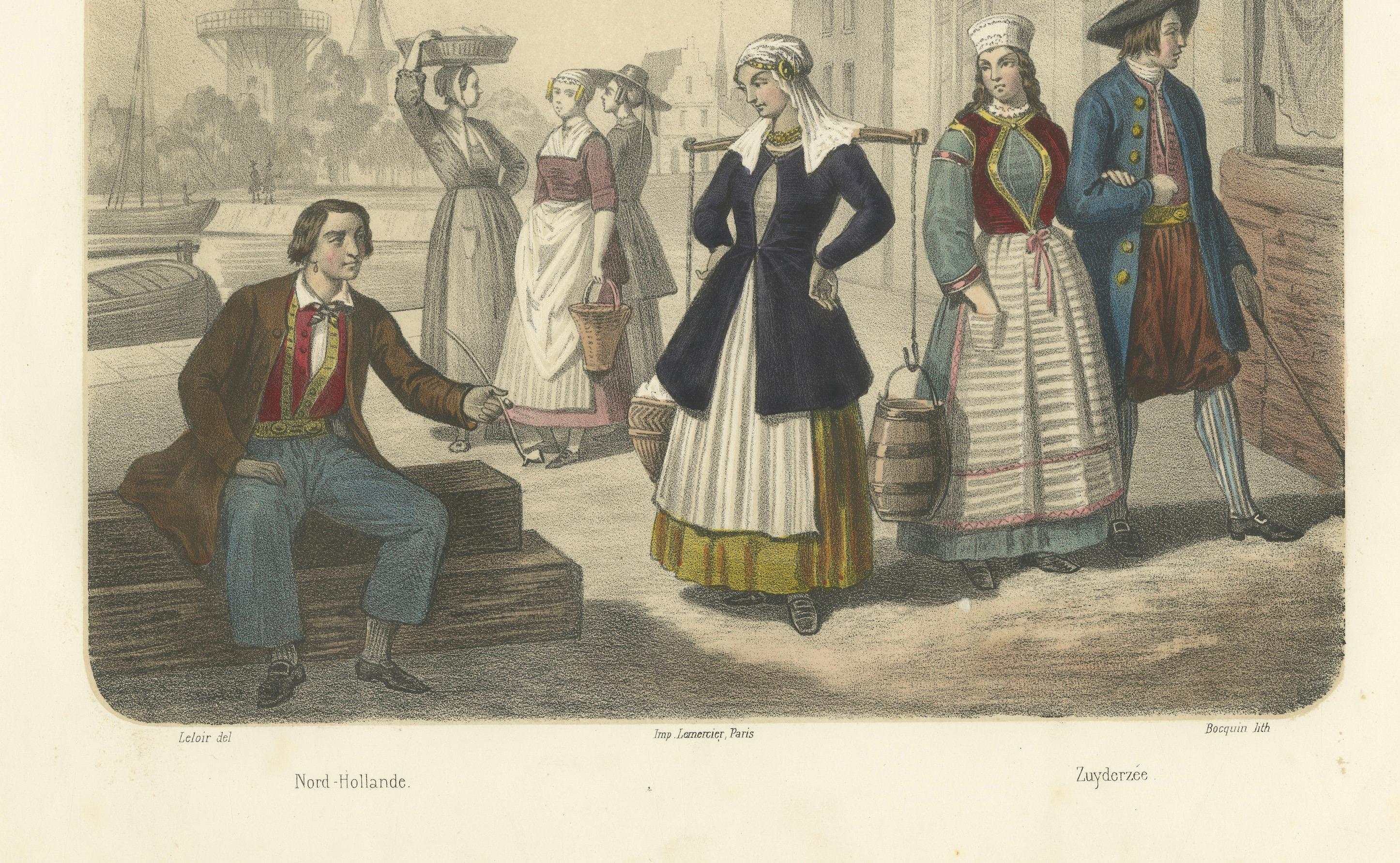 Dutch Regional Costumes – North Holland and Zuyderzee Figures, c.1845