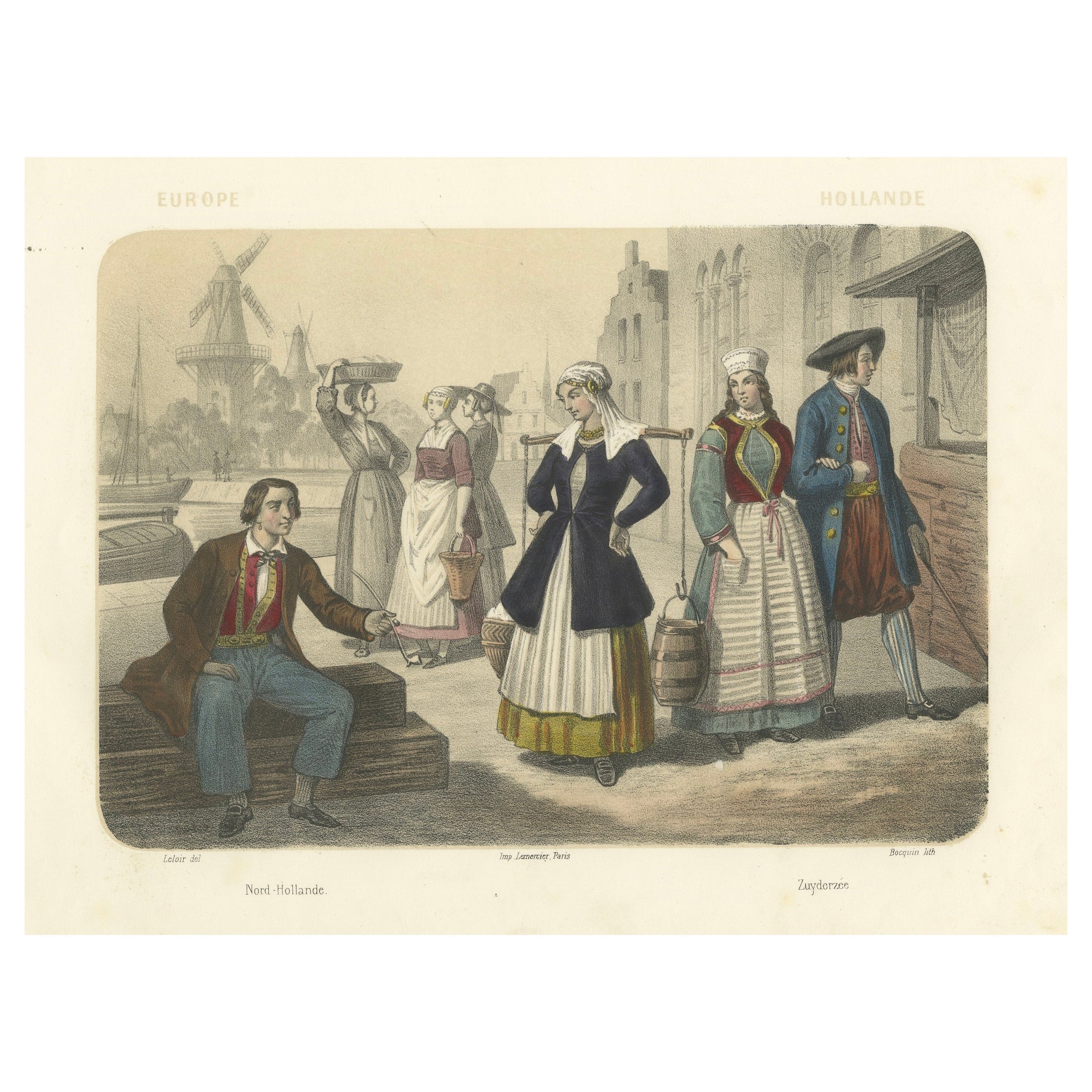 Dutch Regional Costumes – North Holland and Zuyderzee Figures, c.1845