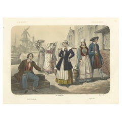 Antique Dutch Regional Costumes – North Holland and Zuyderzee Figures, c.1845