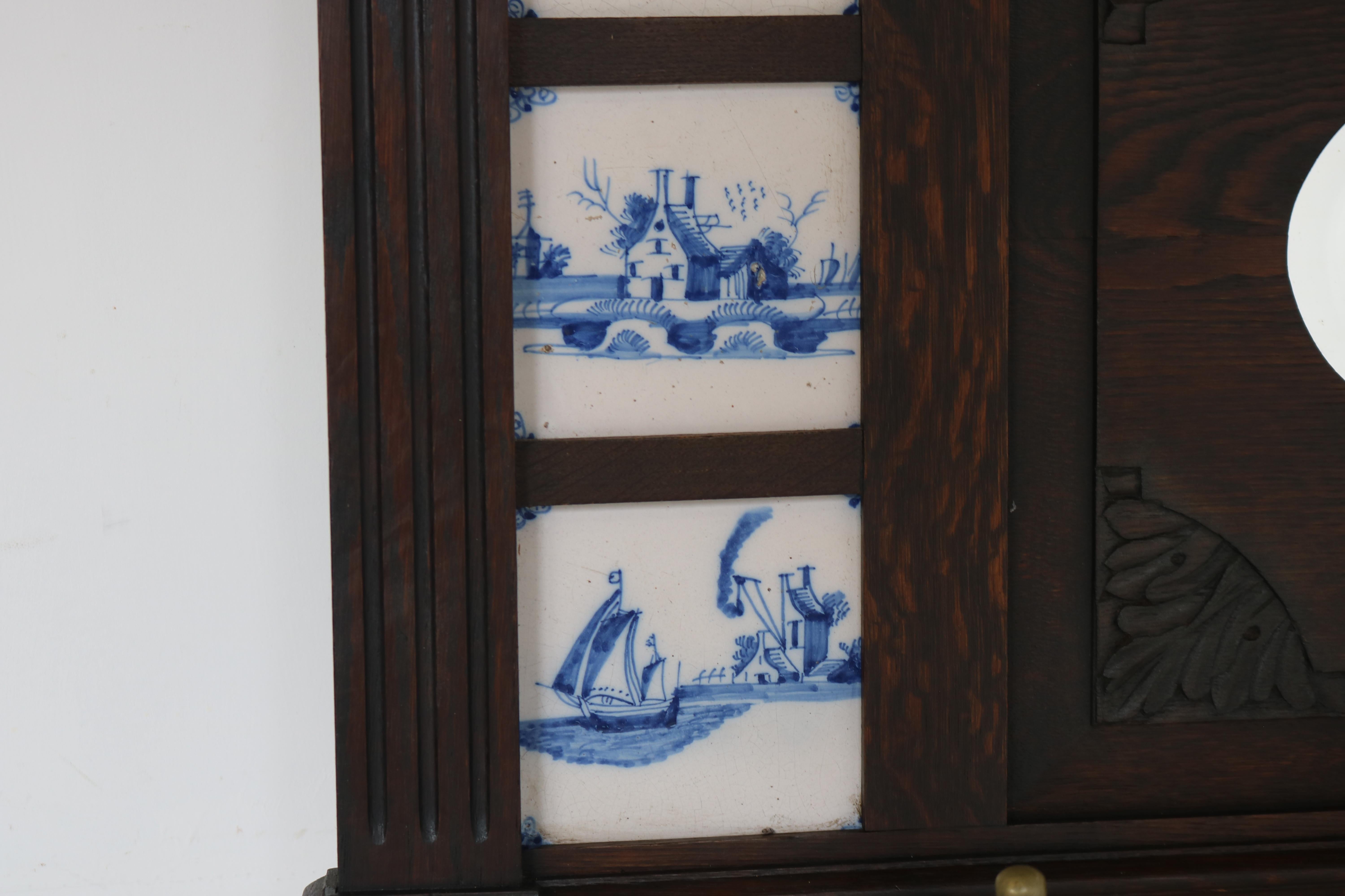 Dutch Renaissance Hallway set Coat Rack & Umbrella Stand 1880 Lions Delft Blue For Sale 2