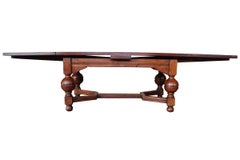 Dutch Renaissance Style Oakwood Draw Leaf Extension Dining Table