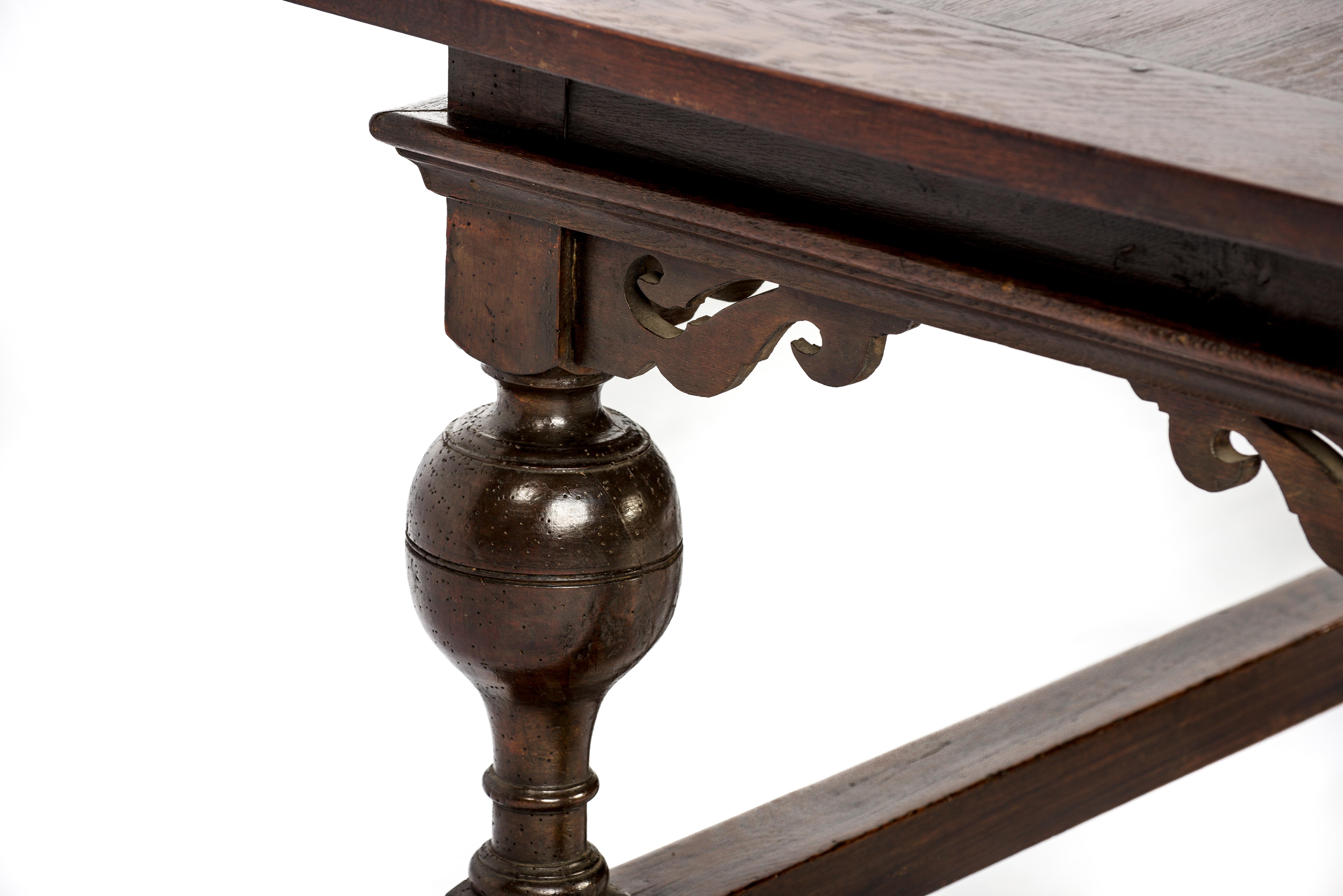 17th Century Dutch Renaissance Style Stained Oak Table, circa 1680 For Sale