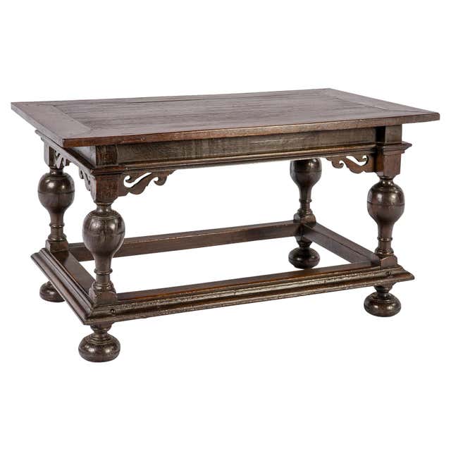 19th Century Italian Renaissance Oak Library Table With Carved Heads 19th-century-italian-renaissance-oak-library-table-with-carved-heads