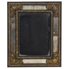 Dutch Repouse Glass and Brass Mirror