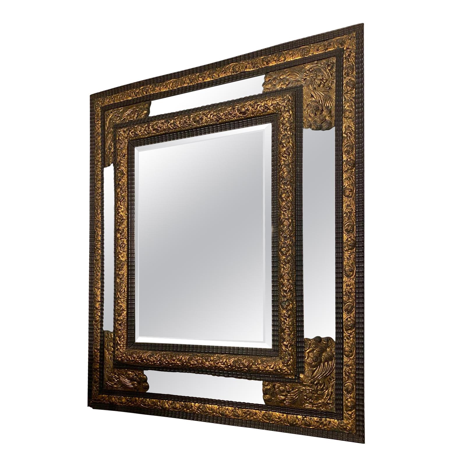 Toucan Embossed Metal Framed Mirror For Sale at 1stDibs