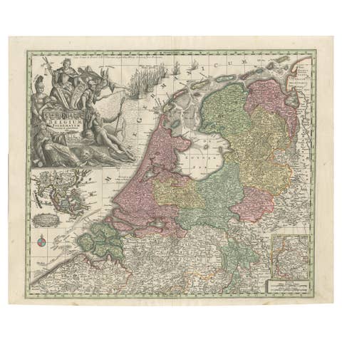 Dutch Republic & East Indies, Belgium Foederatum Map by Seutter, 18th Century