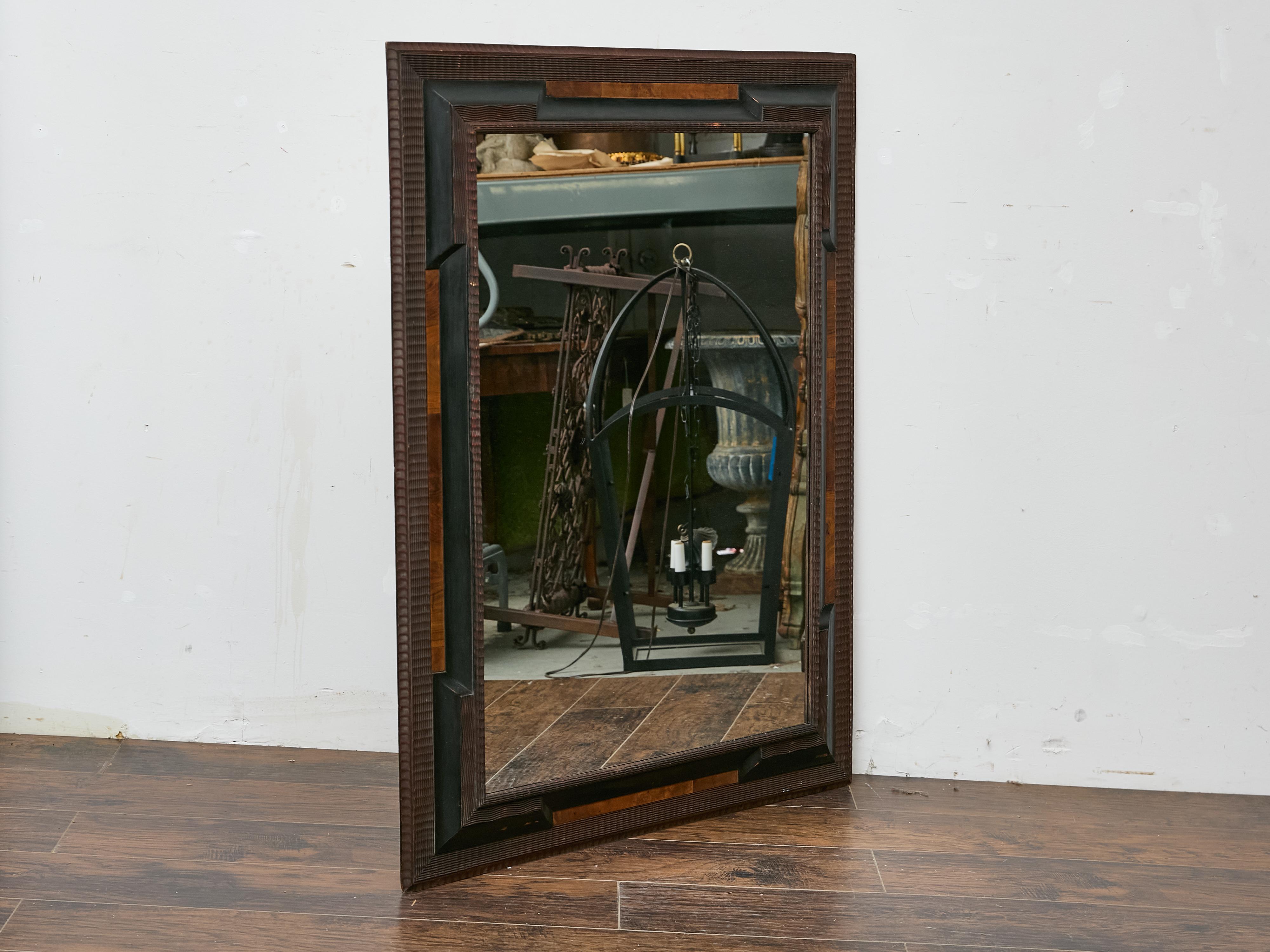 Dutch Ripple-Molded Mirror with Ebonized Accents and Walnut Inlay, circa 1900 For Sale 3