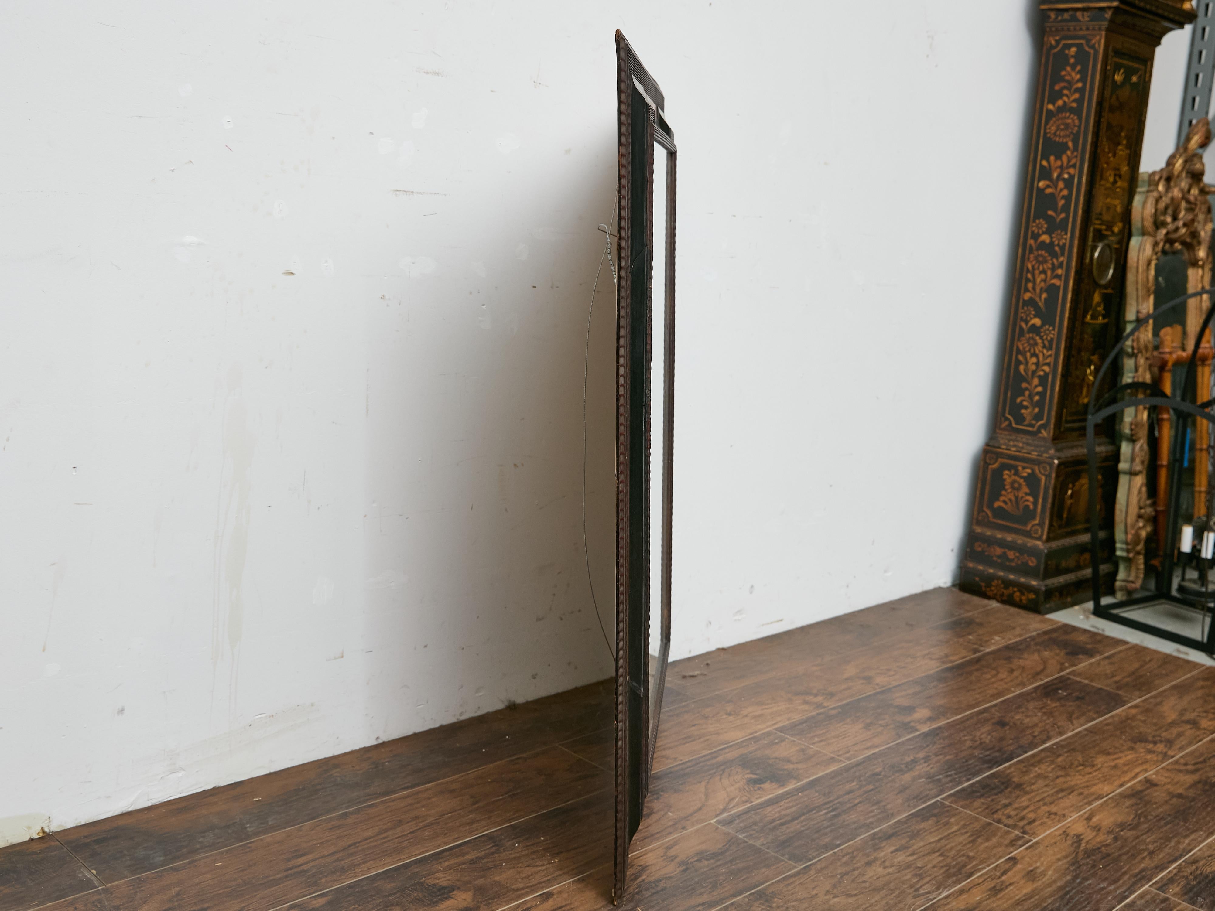 Dutch Ripple-Molded Mirror with Ebonized Accents and Walnut Inlay, circa 1900 For Sale 4