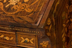 Dutch Rococo Bombe Marquetry Inlaid Drop Front Desk / Secretary
