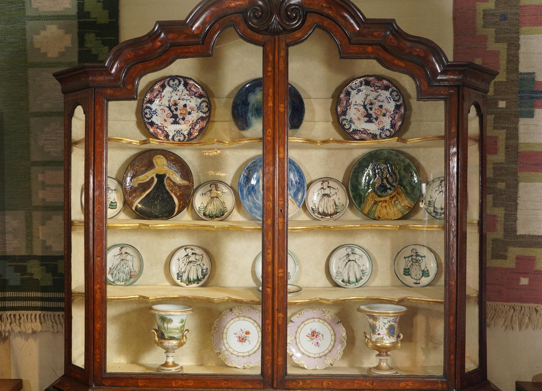 Dutch Rococo Fruitwood Inlaid Oak Buffet or Bookcase In Good Condition In Hudson, NY