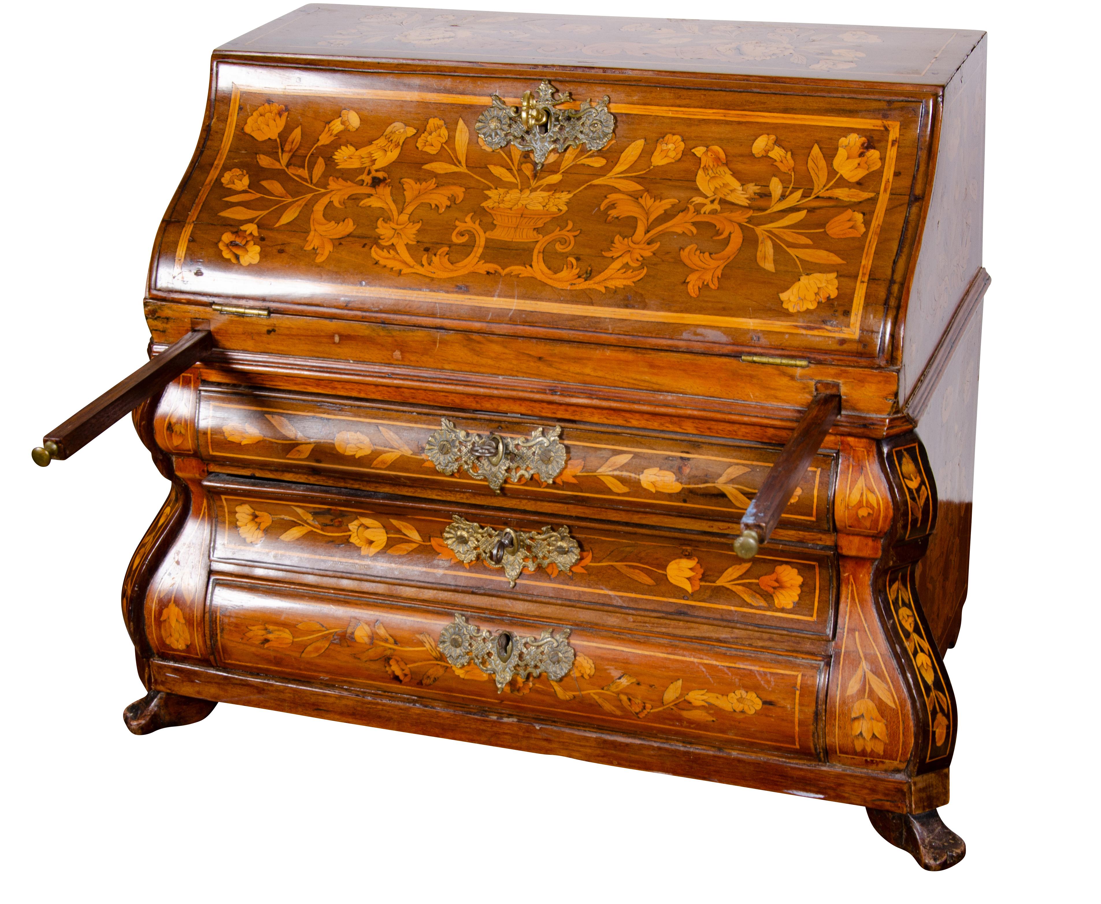 Dutch Rococo Marquetry Miniature Desk For Sale 8