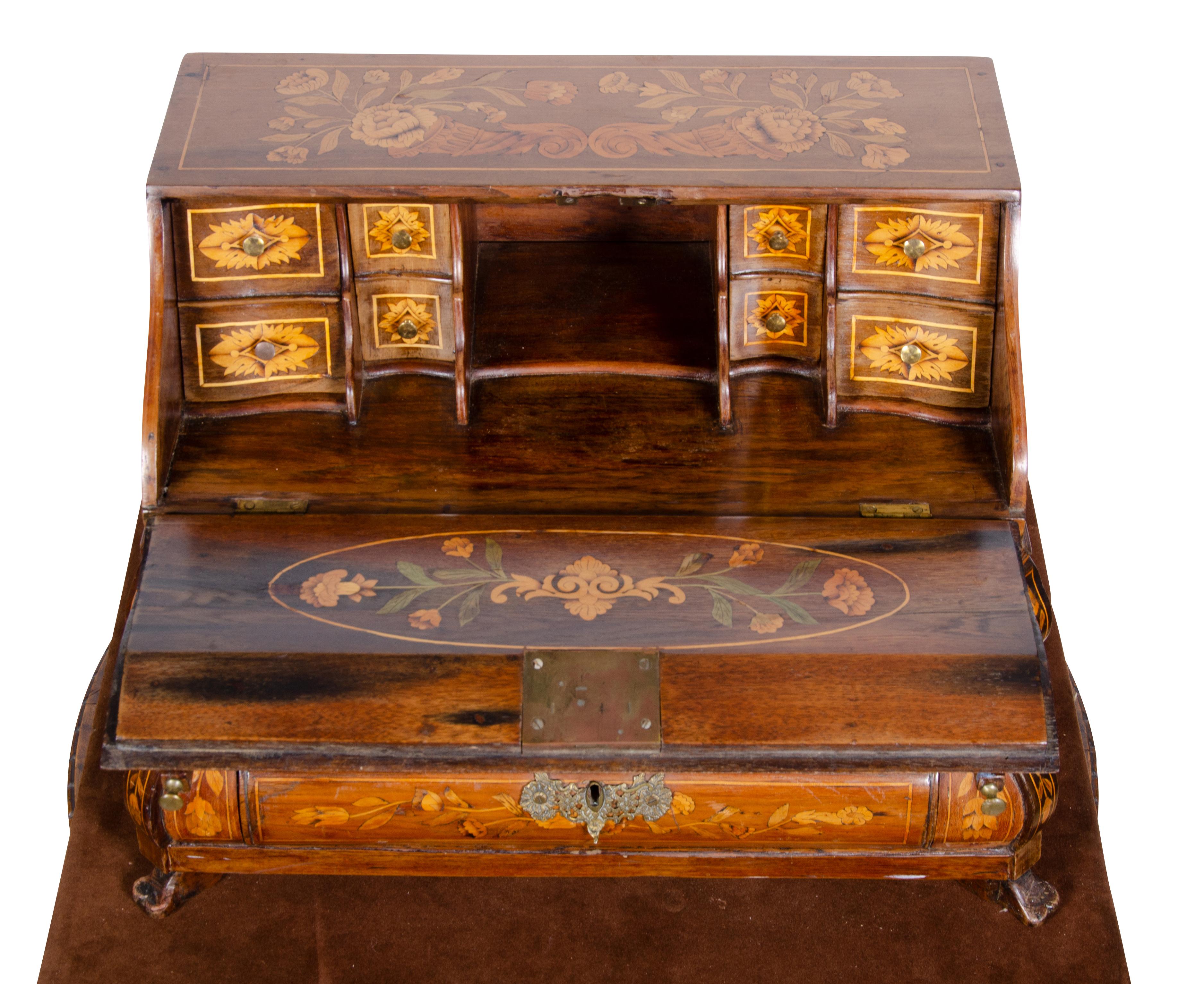 Dutch Rococo Marquetry Miniature Desk For Sale 9